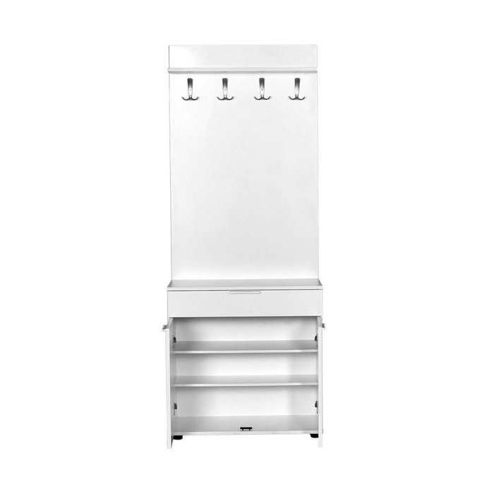 Hanah Home Soporte de Pasillo Blanco con Cajón y Estantes Hanah Home Soporte de Pasillo Blanco con Cajón y Estantes